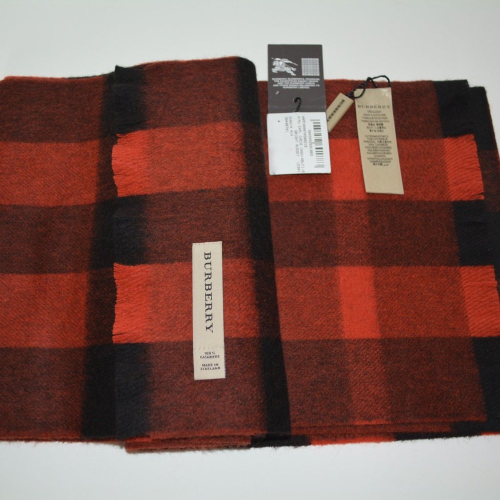 NWT BURBERRY UNISEX CHECK100% CASHMERE  SCARF WRAP - Picture 3 of 7